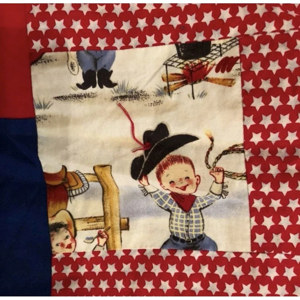 Baby Quilt with Cowboys and Western .  Size 47.5 x 37